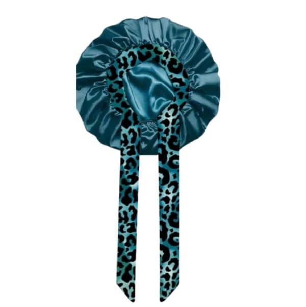 Γυναικείο Υφασμάτινο  Μαλακό Τουρμπάνι  μαλλιών Ύπνου Bonnet Leopard Green - Image 2