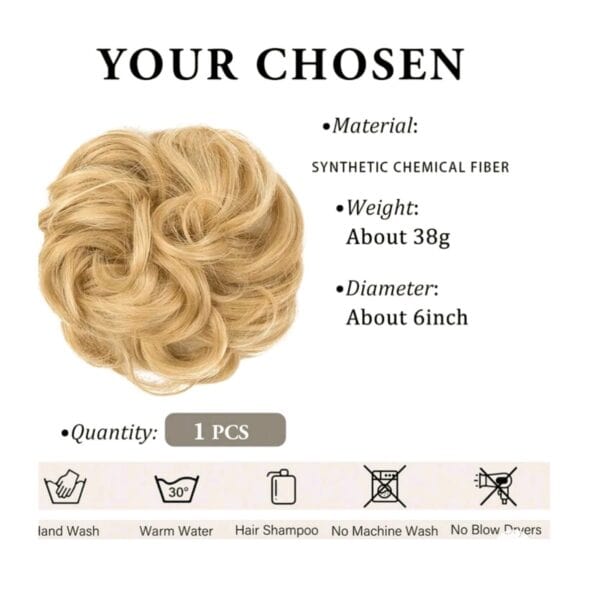 Ποστίς Κότσος με λάστιχο συνθετική τρίχα υψηλής ποιότητας - Ξανθό gold χρώμα - Image 3