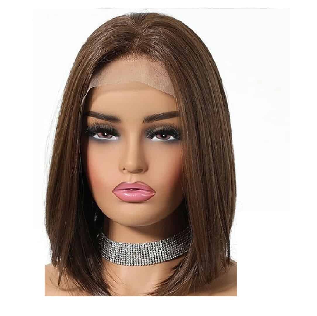 full-lace-invisible-wig-brown-style Γυναικεία περούκα Full lace 13x6 (αόρατη εφαρμογή) σε καστανό χρώμα συνθετική υψηλής ποιότητας 12 inches - Image 1