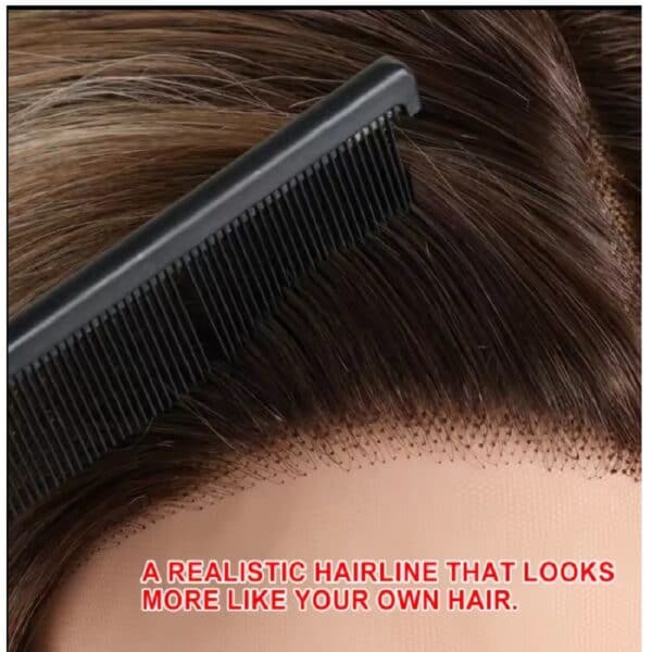 Γυναικεία περούκα Full lace (αόρατη εφαρμογή) σε Καστανό σκούρο χρώμα συνθετική υψηλής ποιότητας Kanekalon τρίχα 16 inches - Image 2