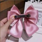 Clip -Κοκαλάκι μαλλιών Σάτεν μεγάλος φιόγκος 13cm - Glossy Dusty Purple - Image 2