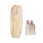 Γυναικείο Topper Τουπέ κορυφής μαλλιών από φυσική τρίχα με διάφανη βάση 8cm*14cm -  Ξανθό #60  14 inches