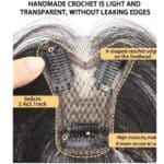 Γυναικείο Topper Τουπέ κορυφής μαλλιών από φυσική τρίχα  Full lace ( ραμμένο σε διαφάνεια ) - Φυσικό Μαύρο χρώμα 11 inches - Image 4