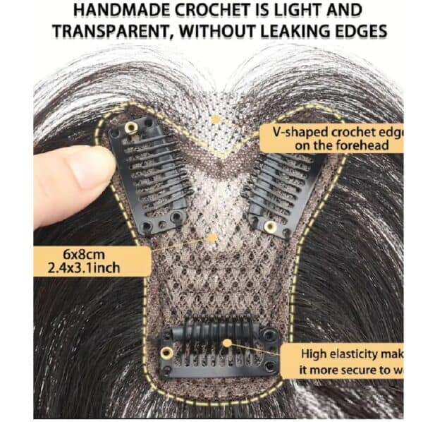 Γυναικείο Topper Τουπέ κορυφής μαλλιών από φυσική τρίχα  Full lace ( ραμμένο σε διαφάνεια ) - Καστανό 11 inches - Image 2