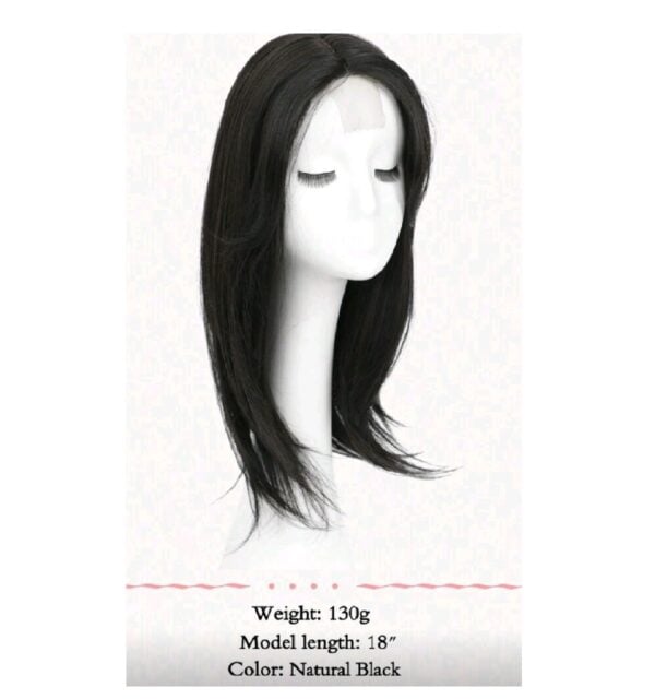 Γυναικείο Topper Τουπέ κορυφής μαλλιών με Lace Front (διαφάνεια) και κλιπ μεγάλης επιφάνειας 18 inches - Black Μαύρο - Image 2