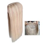 Γυναικείο Topper Τουπέ κορυφής μαλλιών από φυσική τρίχα με διάφανη βάση 22cm*22cm - Ξανθό 18Α/60 16 inches