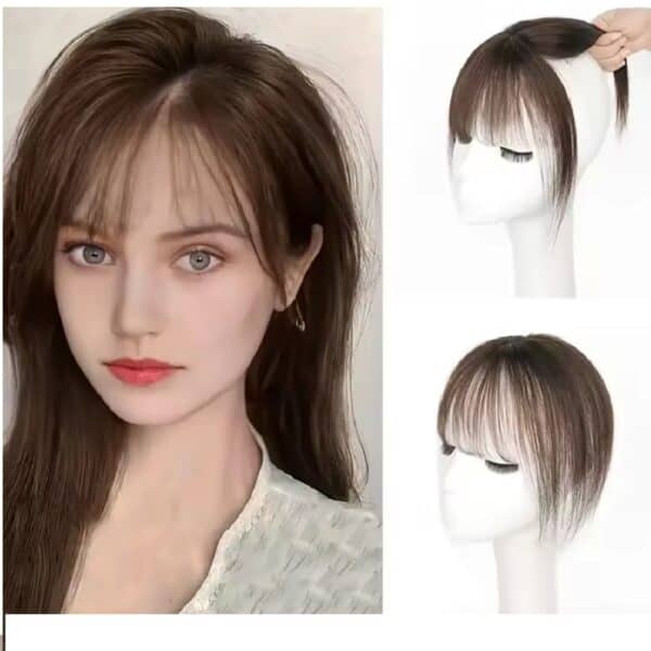 Γυναικείο Topper Τουπέ κορυφής μαλλιών από φυσική τρίχα  Full lace ( ραμμένο σε διαφάνεια ) - Καστανό mocka 12inches - Image 3