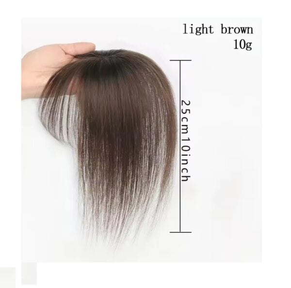 Γυναικείο Topper Τουπέ κορυφής μαλλιών από φυσική τρίχα  Full lace ( ραμμένο σε διαφάνεια ) - Καστανό mocka 12inches - Image 4