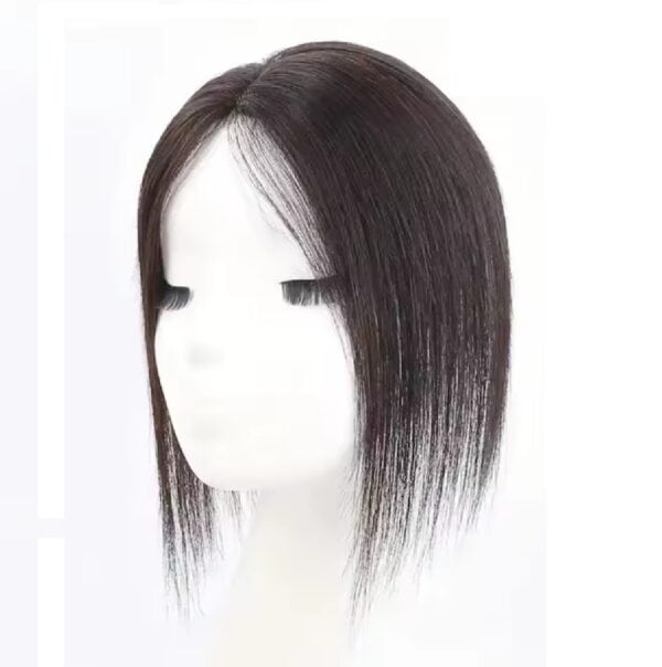 Γυναικείο Topper Τουπέ κορυφής μαλλιών από φυσική τρίχα  Full lace ( ραμμένο σε διαφάνεια ) - Φυσικό μαύρο 12 inches - Image 2