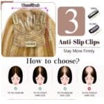 Γυναικείο Topper Τουπέ κορυφής μαλλιών από φυσική τρίχα  Full lace ( ραμμένο σε διαφάνεια ) - Ξανθό με ανταύγειες  12 inches - Image 3