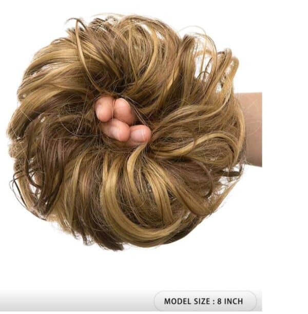 Ποστίς Κότσος με λάστιχο συνθετική τρίχα υψηλής ποιότητας - Μελί με ξανθές ανταύγειες χρώμα - Image 2