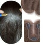 Γυναικείο Topper Τουπέ κορυφής μαλλιών από φυσική τρίχα  Full lace ( ραμμένο σε διαφάνεια ) - Καστανό σκούρο Brown 12 inches - Image 3