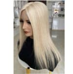 Γυναικείο Topper Τουπέ κορυφής μαλλιών από φυσική τρίχα με διάφανη βάση 16cm*16cm - Ξανθό 18Α/60 16 inches - Image 2