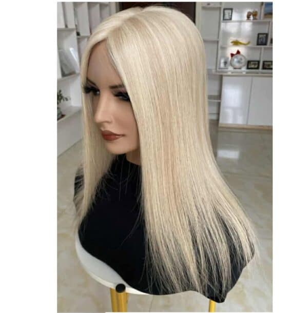 Γυναικείο Topper Τουπέ κορυφής μαλλιών από φυσική τρίχα με διάφανη βάση 16cm*16cm - Ξανθό 18Α/60 16 inches - Image 2