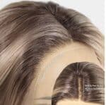 Γυναικεία περούκα Full lace 13x4 (αόρατη εφαρμογή) σε καστανό με ανταύγειες συνθετική υψηλής ποιότητας 12 inches - Image 2