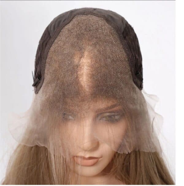 Γυναικεία περούκα Full lace 13x6 (αόρατη εφαρμογή) σε καστανό ανοιχτό χρώμα συνθετική υψηλής ποιότητας 18 inches - Image 3