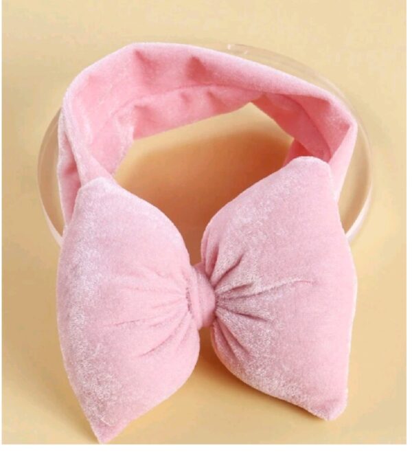Παιδική- Βρεφική βελούδινη κορδέλα μαλλιών με μεγάλο φιόγκο 13 cm 0-5 χρονών  - Ροζ - Image 2