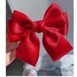 Clip -Κοκαλάκι μαλλιών Σάτεν μεγάλος φιόγκος 13cm - Glossy Red - Image 3