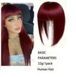 Γυναικείο Topper Τουπέ κορυφής μαλλιών από φυσική τρίχα με 3 κλιπ στήριξης -Κόκκινο Ρουμπινί χρώμα  16 inches - Image 2