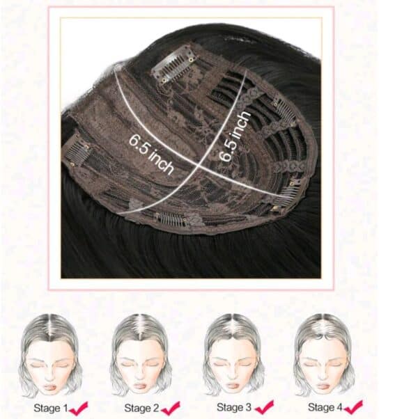 Γυναικείο Topper Τουπέ κορυφής μαλλιών με Lace Front (διαφάνεια) και κλιπ μεγάλης επιφάνειας 18 inches - Black Μαύρο - Image 4