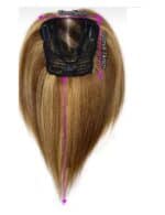 Γυναικείο Topper Τουπέ κορυφής μαλλιών από φυσική τρίχα  Full lace ( ραμμένο σε διαφάνεια ) - Καστανό με ανταύγειες 12 inches - Image 3