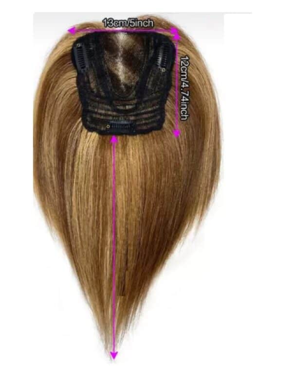 Γυναικείο Topper Τουπέ κορυφής μαλλιών από φυσική τρίχα  Full lace ( ραμμένο σε διαφάνεια ) - Καστανό με ανταύγειες 12 inches - Image 3