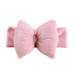 Παιδική- Βρεφική βελούδινη κορδέλα μαλλιών με μεγάλο φιόγκο 13 cm 0-5 χρονών  - Ροζ