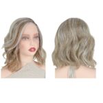 Γυναικεία περούκα Full lace 13x4 (αόρατη εφαρμογή) σε Καστανοξανθό με ξανθές ανταύγειες χρώμα συνθετική υψηλής ποιότητας 12 inches