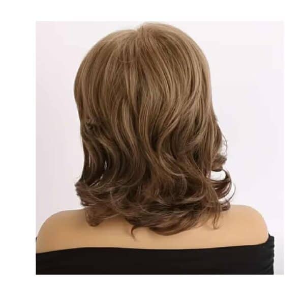 Γυναικεία περούκα curly σε καστανό ανοιχτό χρώμα με αφέλειες συνθετική υψηλής ποιότητας 15 inches - Image 3