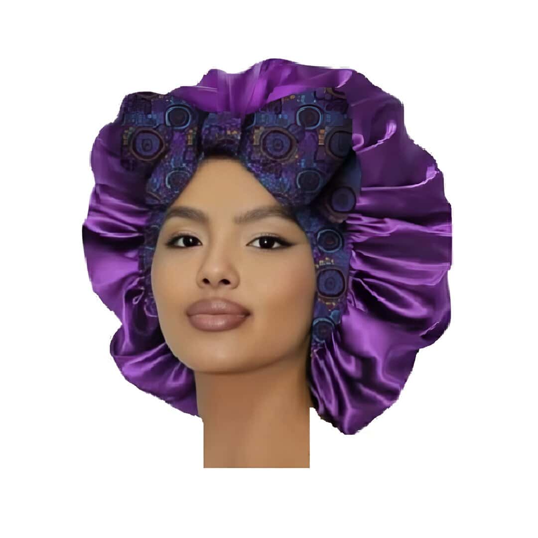 bonnet-silk-night-turban-hair-prevent-Picsart-AiImageEnhancer Γυναικείο Υφασμάτινο Μαλακό Τουρμπάνι μαλλιών Ύπνου Bonnet Purple - Image 1