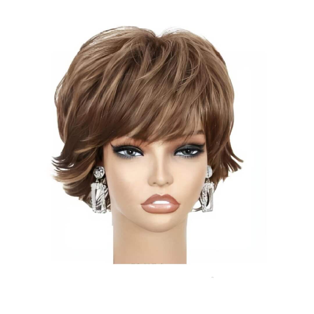brown-short-wig-11-inches-hairloss Γυναικεία περούκα κυματιστή σε καστανοκόκκινο χρώμα συνθετική υψηλής ποιότητας 11 inches - Image 1