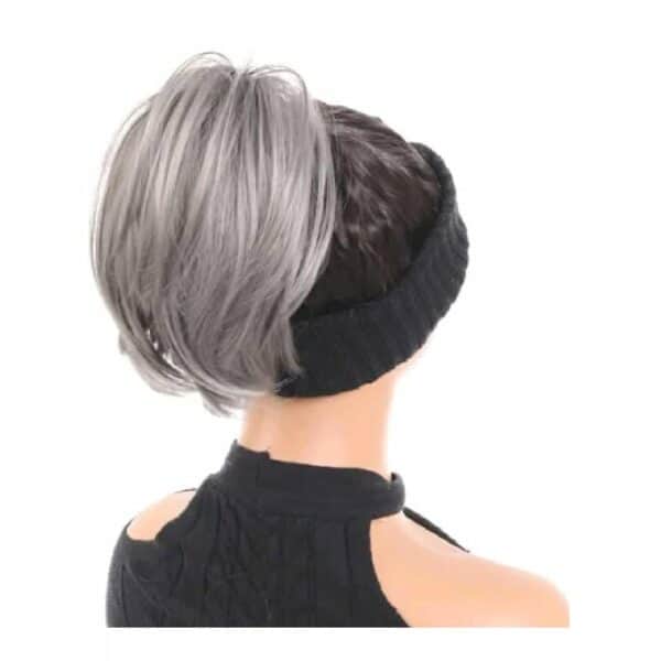 Ποστίς Κότσος συνθετική τρίχα υψηλής ποιότητας με κλάμερ τοποθέτησης- Γκρι σκούρο χρώμα - Image 2