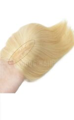 Γυναικείο Topper Τουπέ κορυφής μαλλιών από φυσική τρίχα  Full lace ( ραμμένο σε διαφάνεια ) - Ξανθό 12 inches - Image 3