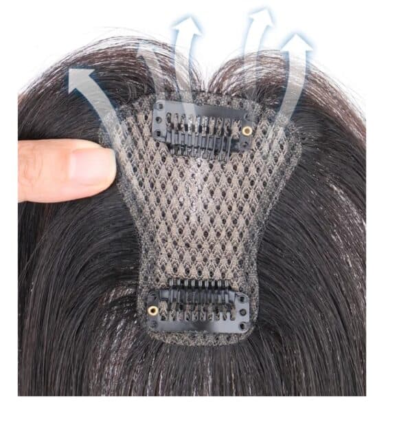 Γυναικείο Topper Τουπέ κορυφής μαλλιών από φυσική τρίχα  Full lace ( ραμμένο σε διαφάνεια ) - Φυσικό Μαύρο χρώμα 11 inches - Image 3