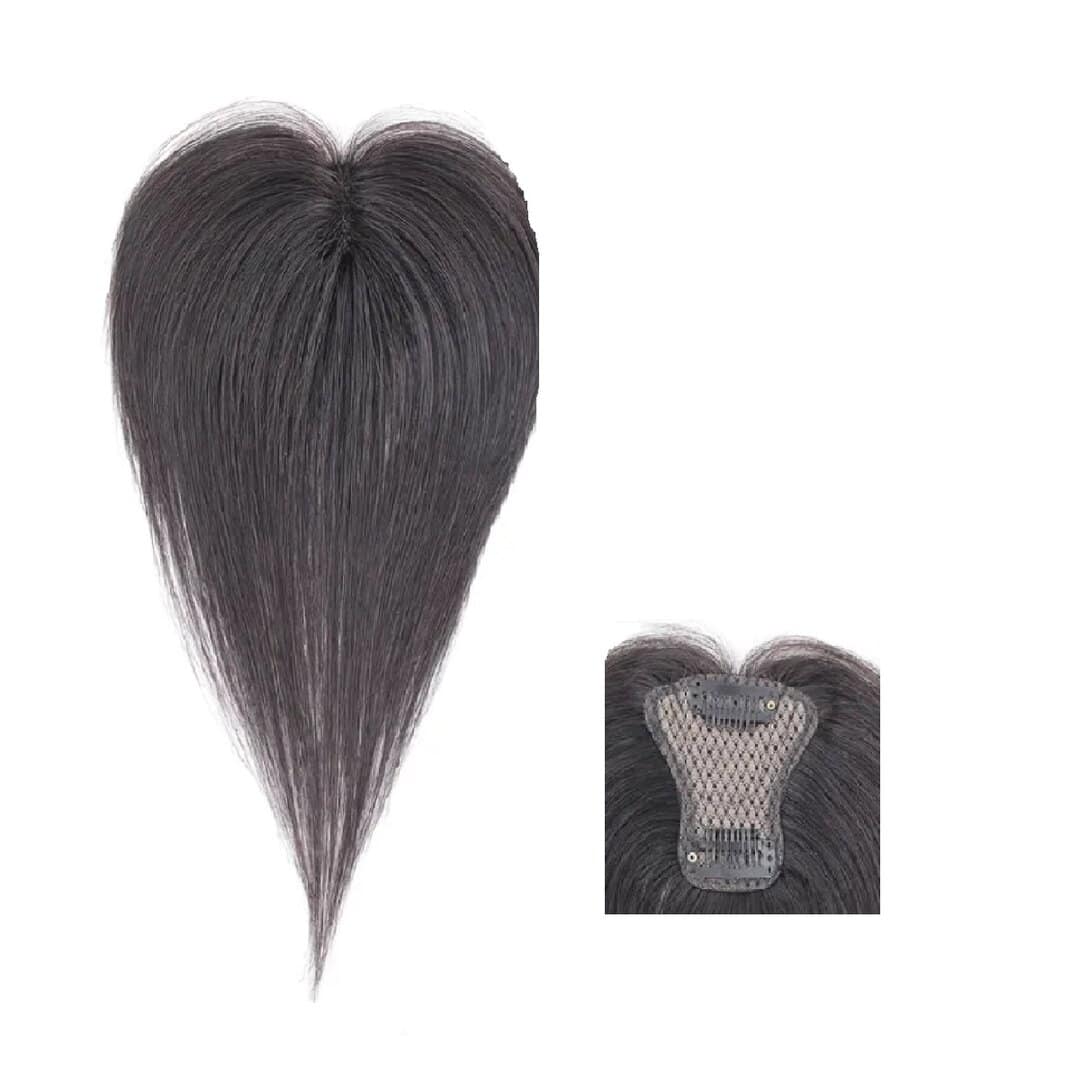 human-hair-topper-woman-black-hairloss-solution Γυναικείο Topper Τουπέ κορυφής μαλλιών από φυσική τρίχα Full lace ( ραμμένο σε διαφάνεια ) - Φυσικό Μαύρο χρώμα 11 inches - Image 1