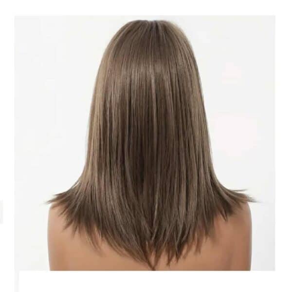 Γυναικεία περούκα σε καστανό ανοιχτό χρώμα με αφέλειες συνθετική υψηλής ποιότητας 16 inches - Image 2