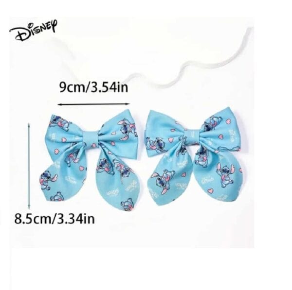 Clip -Κοκαλάκι μαλλιών  μεγάλος φιόγκος Lilo and Stitch με προστατευτικό ύφασμα 9 cm - Ροζ - Image 2