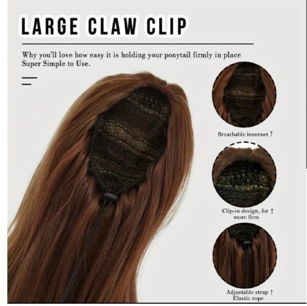 Ποστίς Αλογοουρά curly Ponytail συνθετική τρίχα υψηλής ποιότητας με χτενάκι φωλιά- Καστανό ανοιχτό με ξανθό ombre 30 inches - Image 4
