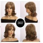 Γυναικεία περούκα curly σε καστανό ανοιχτό χρώμα με αφέλειες συνθετική υψηλής ποιότητας 15 inches - Image 2