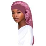 Γυναικείο Υφασμάτινο  Μαλακό Τουρμπάνι  μαλλιών Ύπνου Bonnet Dusty Pink Long