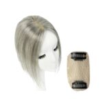 Γυναικείο Topper Τουπέ κορυφής μαλλιών από φυσική τρίχα  - Γκρι με λευκές τρίχες 10 inches