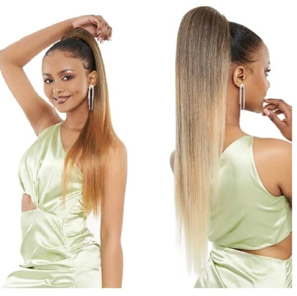 Ποστίς Αλογοουρά  Ponytail συνθετική τρίχα Kanekalon υψηλής ποιότητας με χτενάκι φωλιά- Ίσια Ξανθό σκούρο με ανταύγειες Sp10/k16/613 71cm - Image 2