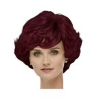 Γυναικεία περούκα σγουρή σε Κόκκινο σκούρο Burgundy χρώμα  συνθετική υψηλής ποιότητας 11 inches