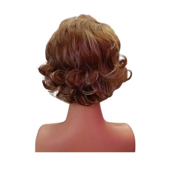 Γυναικεία περούκα σγουρή σε Καστανό ανοιχτό με ανταύγειες χρώμα  συνθετική υψηλής ποιότητας 11 inches - Image 3