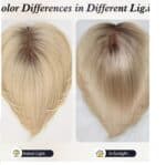 Γυναικεία περούκα σε ξανθό χρώμα με σκούρη ρίζα συνθετική υψηλής ποιότητας 10 inches - Image 4