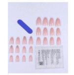 Press-on Nails Ψεύτικα νύχια σετ nail art 24 Τμχ  + 1 κόλλα- French Γαλλικό με glitter ασημί - Image 2