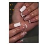 Press-on Nails Ψεύτικα νύχια σετ nail art 24 Τμχ  + 1 κόλλα- French Γαλλικό με σχέδιο snowflake