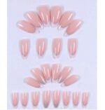 Press-on Nails Ψεύτικα νύχια σετ nail art 24 Τμχ  + 1 κόλλα- French Γαλλικό με glitter ασημί - Image 3