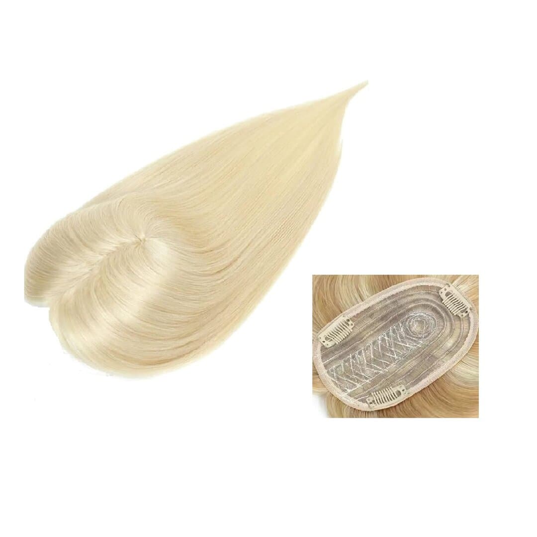 human-hair-topper-1001-hairloss-alopecia Γυναικείο Topper Τουπέ κορυφής μαλλιών από φυσική τρίχα - Ξανθό ανοιχτό 1001 16 inches - Image 1