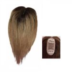 Γυναικείο Topper Τουπέ κορυφής μαλλιών από φυσική τρίχα  - Καστανό ανοιχτό σκούρη ρίζα  10 inches